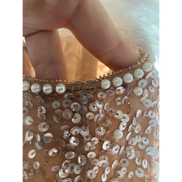 BHLDN dress, rose gold beaded top, blush tulle overlay skirt. - Picture 3 of 3